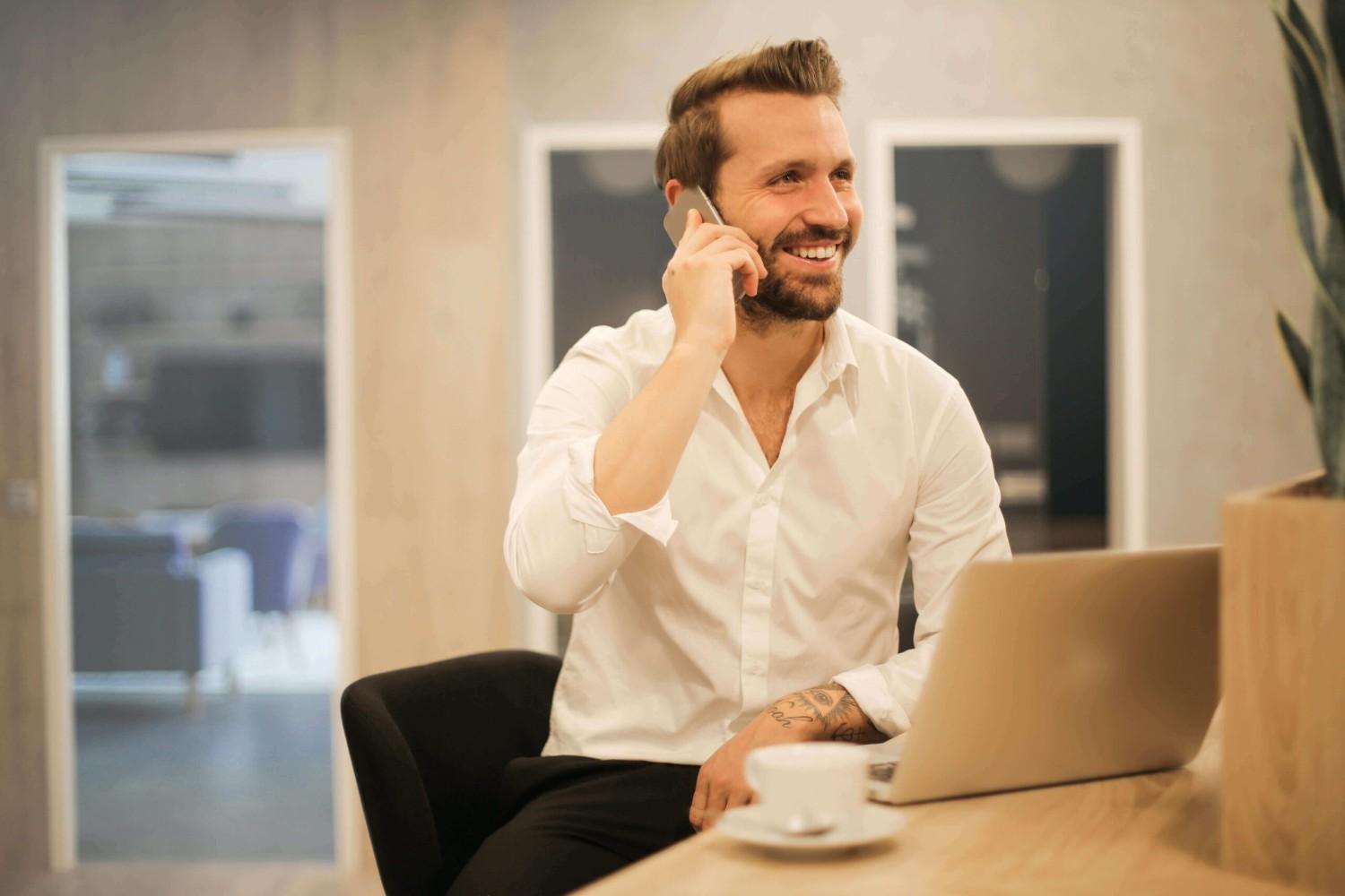 Office worker on phone